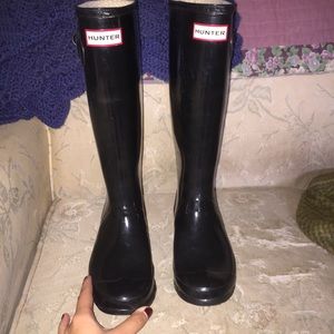 Black Shiny Tall Hunter Boots